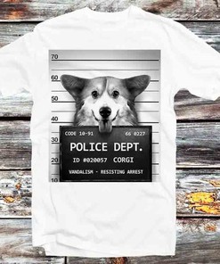 Corgi Mugshot Tee - Cute Anime/Cartoon Fan Gift for Dog Lovers