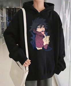 Crazy Black Anime Hoodie, Unisex Pullover with Funny Otaku Design, Harajuku Clothing, Awesome Anime Lover Gift