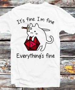 Creative Dice Roll Cat Tee for Fan Gifts