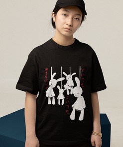 Creepy Manga Rabbits Crewneck Sweatshirt - Gothic Crewneck T-Shirt - Anime Lovers Gift