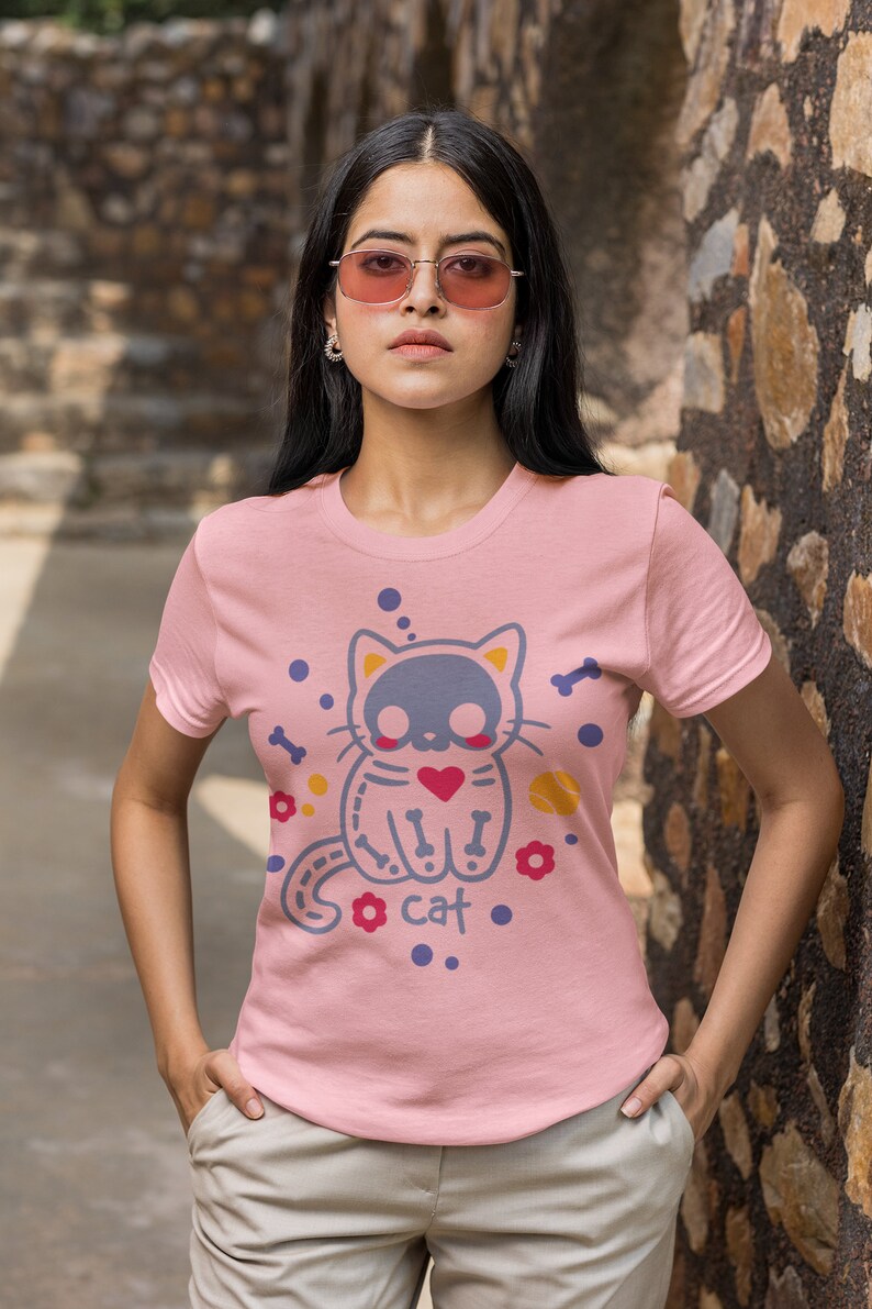 Cryptid Kawaii Gothic Shirt - Harajuku Skeleton Cat Pastel Goth Tee with Creepy Cute Gift - Image 4