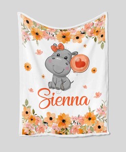 Custom Baby Blanket - Personalized Hippo Quilt Bedding Set