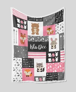 Custom Baby Blanket - Personalized Name Nursery Quilt Bedding Set