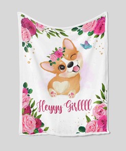 Custom Corgi Rose Butterfly Baby Quilt Blanket - Perfect for Picnic