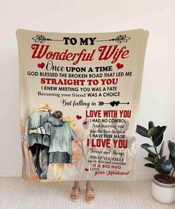 Custom Couple Blanket for My Wonderful Wife - Perfect for Bedroom Decor