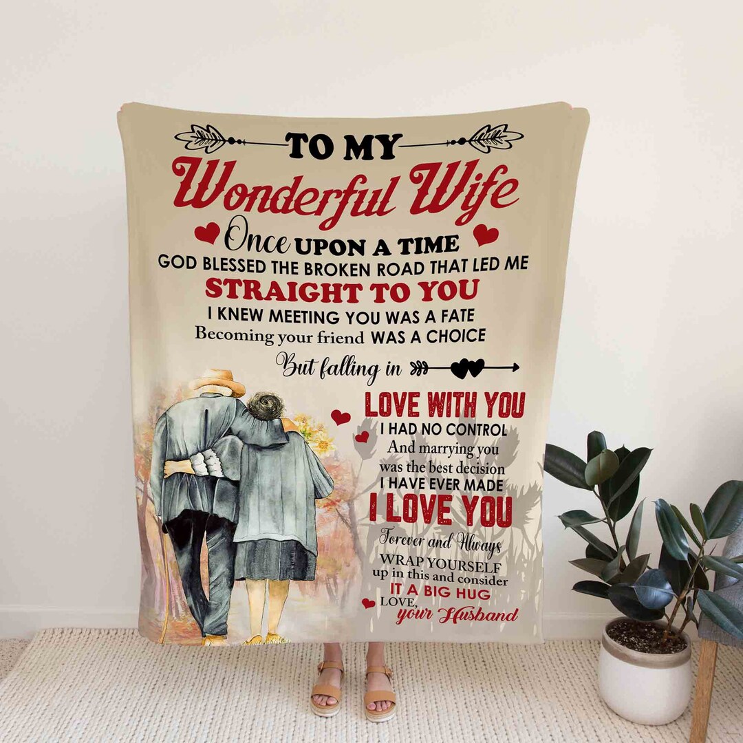 Custom Couple Blanket for My Wonderful Wife - Perfect for Bedroom Decor