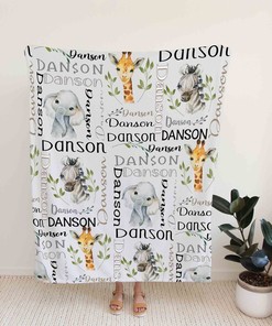 Custom Elephant Giraffe Zebra Baby Bedding Set Blanket - Great Gifts for Family