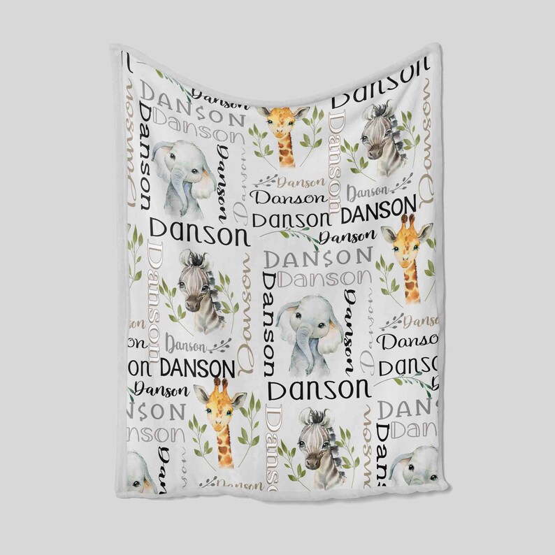 Custom Elephant Giraffe Zebra Baby Bedding Set Blanket - Great Gifts for Family - Image 2