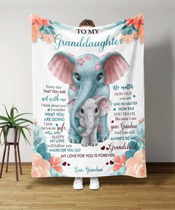 Custom Elephant Quilt Blanket Bedding Set for Granddaughter - Great Gifts for Family