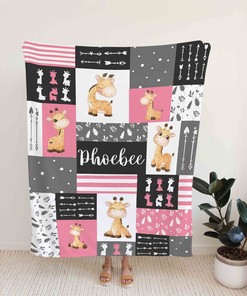 Custom Giraffe Arrow Baby Quilt Bedding Set - Perfect for Picnic