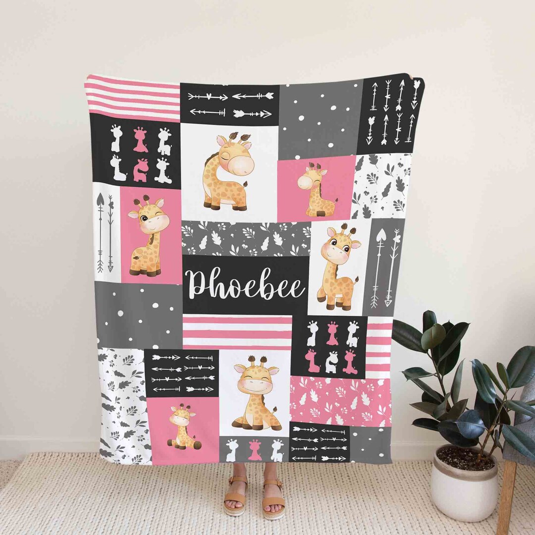 Custom Giraffe Arrow Baby Quilt Bedding Set - Perfect for Picnic