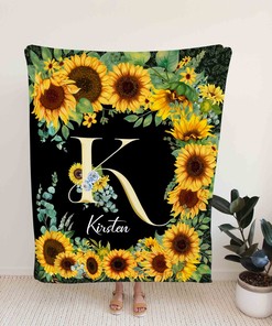 Custom Kids Sunflower Blanket - Personalized Name Blanket