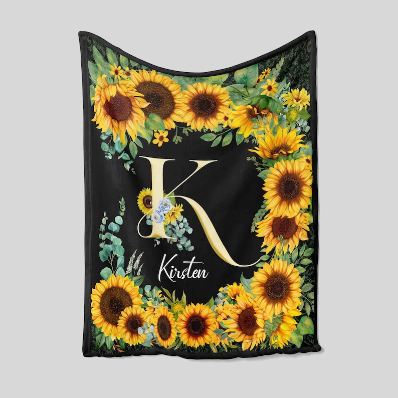 Custom Kids Sunflower Blanket - Personalized Name Blanket - Image 2