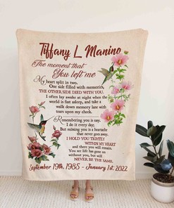 Custom Memorial Quilt Blanket - Hummingbird For Your Love, Custom Name or Suitable for Home Decoration