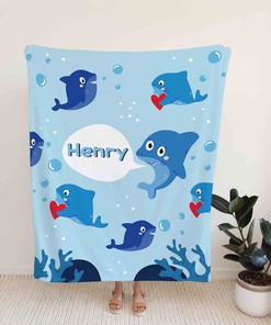 Custom Name Baby Shark Quilt Blanket - Perfect for Picnic