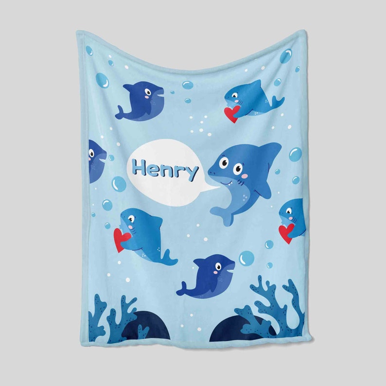 Custom Name Baby Shark Quilt Blanket - Perfect for Picnic - Image 2