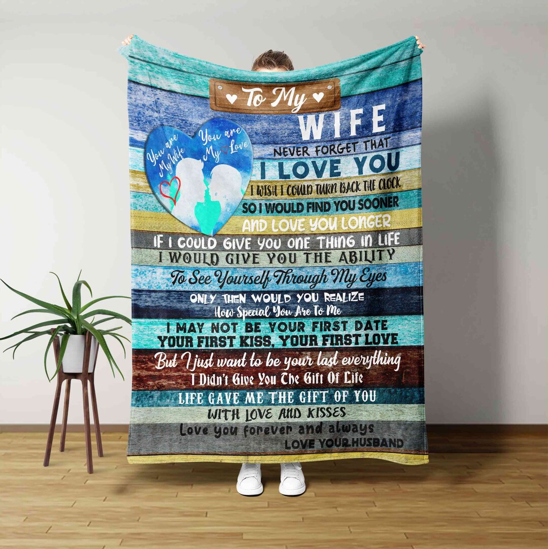 Custom Name Blanket for Wife with Love and Anniversary Design - Great Gifts for Family, Home Decoration