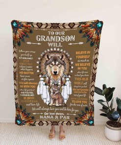 Custom Name Dinosaur Blanket for Grandson - Perfect for Bedroom Decor, Great Gifts for Family