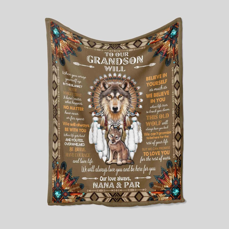 Custom Name Dinosaur Blanket for Grandson - Perfect for Bedroom Decor, Great Gifts for Family - Image 2