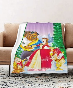 Custom Name Disney Beauty and the Beast The Enchanted Christmas Quilt Blanket - Ideal for Picnic