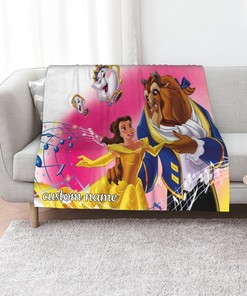 Custom Name Disney Bella Quilt Blanket Set - Perfect for Home Decoration and Picnic, Great Gifts for Family