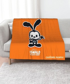 Custom Name Disney Oswald The Lucky Rabbit Quilt Blanket Bedding Set for Home Decoration and Gift