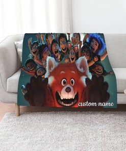 Custom Name Disney Turning Red Quilt Blanket Bedding Set for Picnic and Living Room Decor