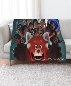 Custom Name Disney Turning Red Quilt Blanket Bedding Set for Picnic and Living Room Decor