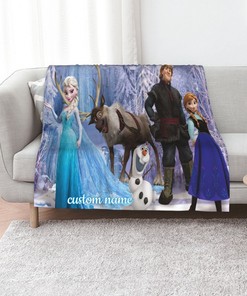 Custom Name Frozen Quilt Blanket Set - Perfect for Home Decoration and Picnic, Great Gifts for Family