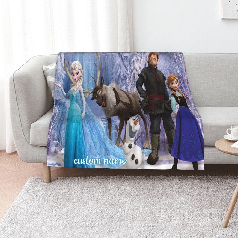 Custom Name Frozen Quilt Blanket Set - Perfect for Home Decoration and Picnic, Great Gifts for Family - Image 2