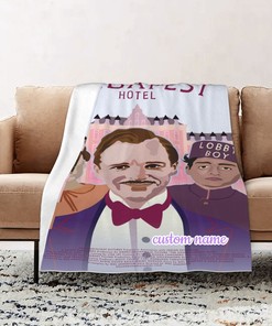 Custom Name Grand Budapest Hotel Quilt Blanket Set - Perfect for Home Decoration and Picnic, Great Gifts for Family