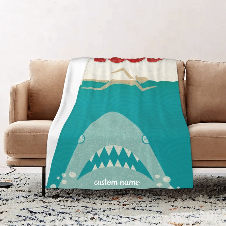 Custom Name Jaws Quilt Blanket Bedding Set for Home Decoration and Gift - Great Gifts for Family - Image 2