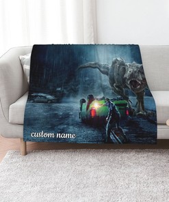 Custom Name Jurassic Park Bedding Set Blanket - Suitable for Home Decoration and Picnic