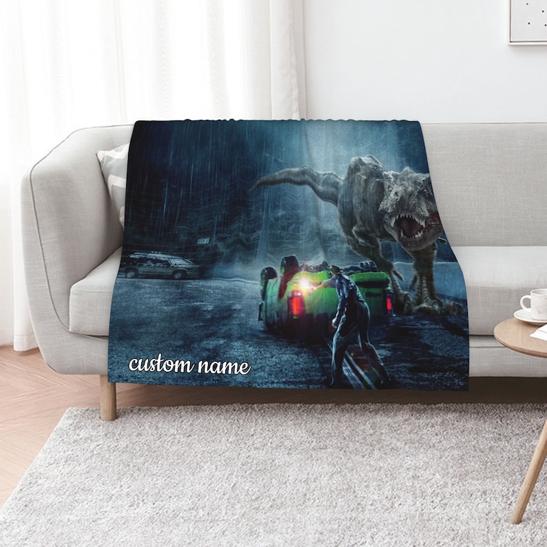 Custom Name Jurassic Park Bedding Set Blanket - Suitable for Home Decoration and Picnic - Image 2