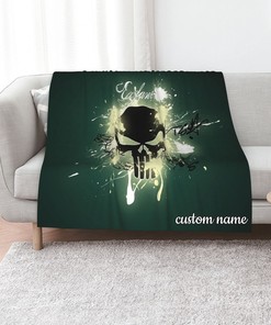 Custom Name Marvel's The Punisher Quilt Blanket Bedding Set for Bedroom Decor - Great Gifts for Family