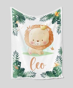 Custom Name Quilt Blanket - Personalized Lion Bedding Set