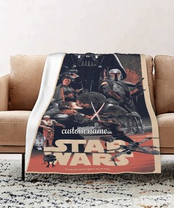 Custom Name Star Wars Quilt Blanket Set - Perfect for Home Decoration and Picnic, Great Gifts for Family