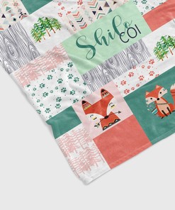 Custom Nursery Quilt Blanket - Personalized Fox Bedding Set