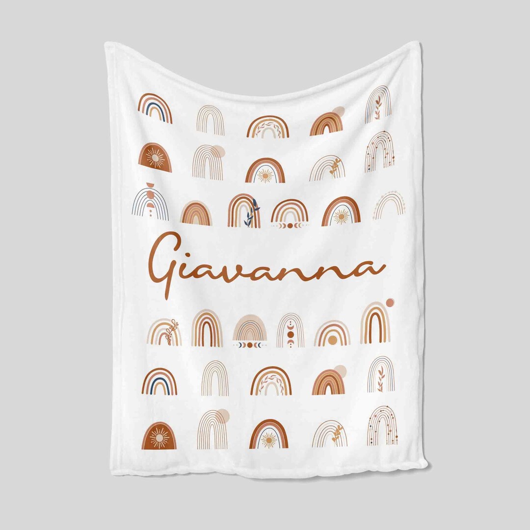Custom Rainbow Baby Quilt Blanket - With Name, Perfect for Bedroom Decor or Suitable for Home Decoration