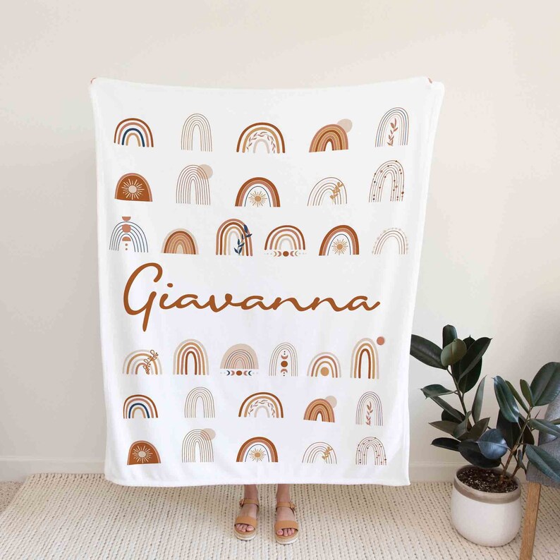 Custom Rainbow Baby Quilt Blanket - With Name, Perfect for Bedroom Decor or Suitable for Home Decoration - Image 2