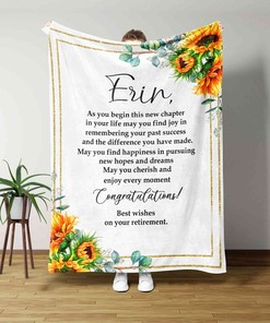Custom Sunflower Retirement Blanket, Ideal Gift for Colleague and Retirement Celebration