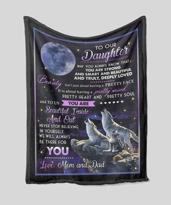 Custom Wolf and Moon Blanket for My Daughter - Great Gifts for Family, Home Decoration