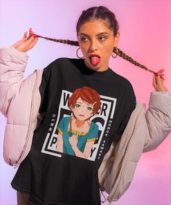 Cute Anime Graphic Tee, Cool Anime Tank Shirt, Girl Tee for Anime Fans - Kawaii Aesthetic T-Shirt with Retro Style