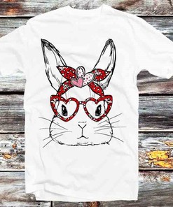 Cute Bunny Leopard Glasses Easter Eggs Tee - Unique Gift for Easter Lovers and Animal Enthusiasts