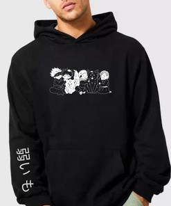Cute JJK Black Chibi Anime Hoodie with a Kawaii Design