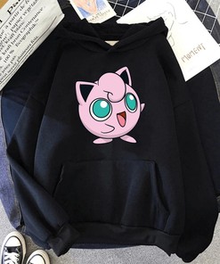 Cute Jigglypuff Pokemon Hoodie - Unisex Cotton Pullover with Anime Design, Harajuku Clothing, Perfect Anime Lover Gift