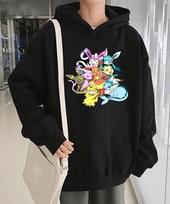 Cute Mix Pokemon Hoodie - Unisex Cotton Pullover with Anime Design, Harajuku Clothing, Perfect Anime Lover Gift