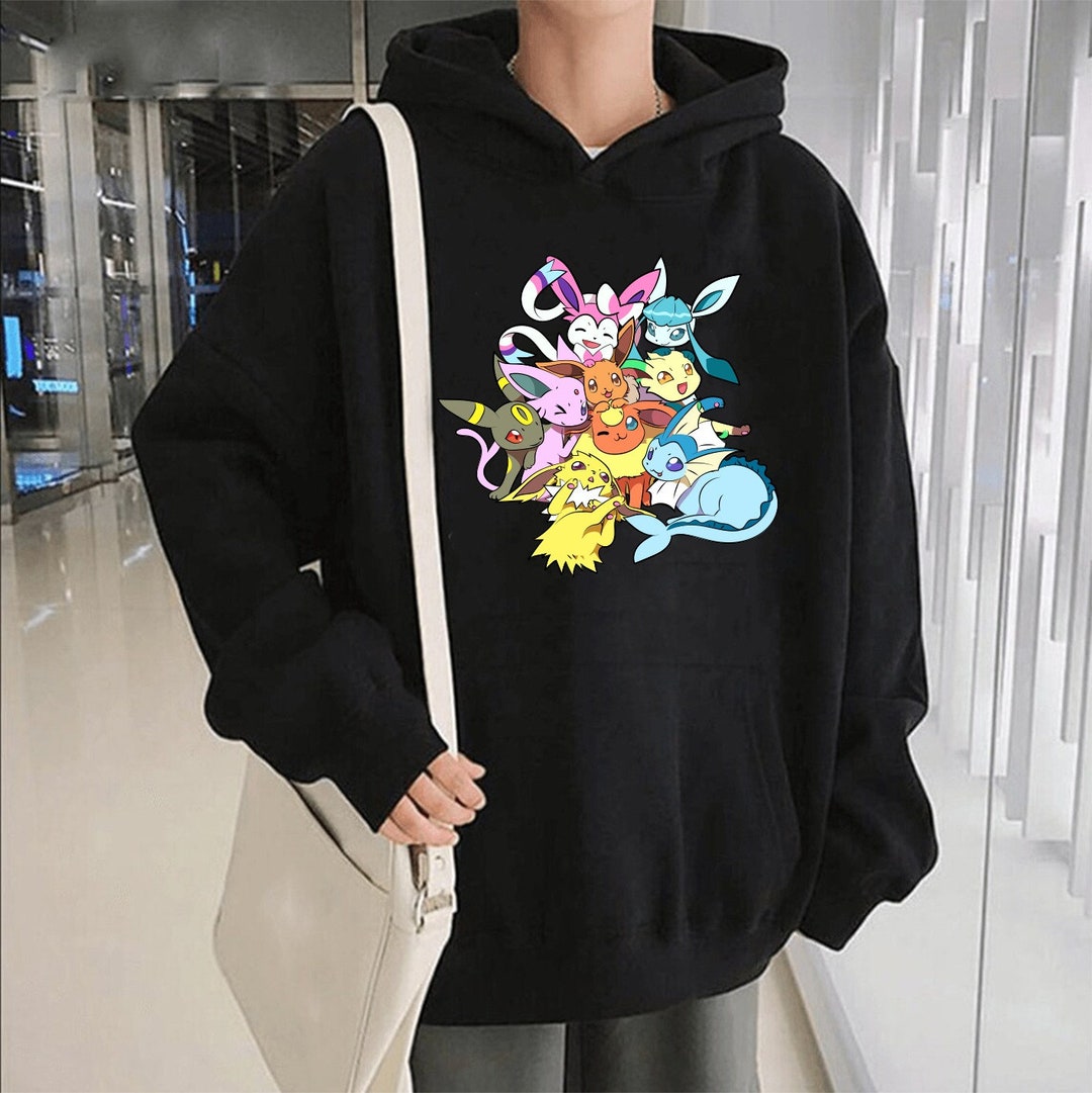 Cute Mix Pokemon Hoodie - Unisex Cotton Pullover with Anime Design, Harajuku Clothing, Perfect Anime Lover Gift
