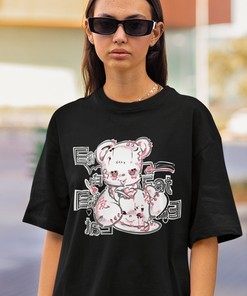 Cyberpunk Bear T-Shirt - Cute Anime Sweatshirt - Weeaboo Hoodie for Anime Fans - Gifts For Fans