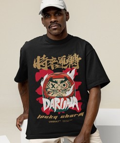 Dharma Japanese Streetwear Tee: Kanji Apparel, Retro Cat and Anime Shirt